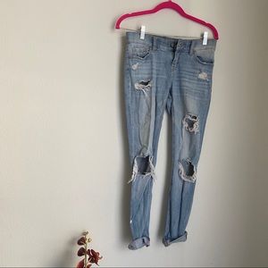 Medium Wash Ripped Skinny Boyfriend Jean